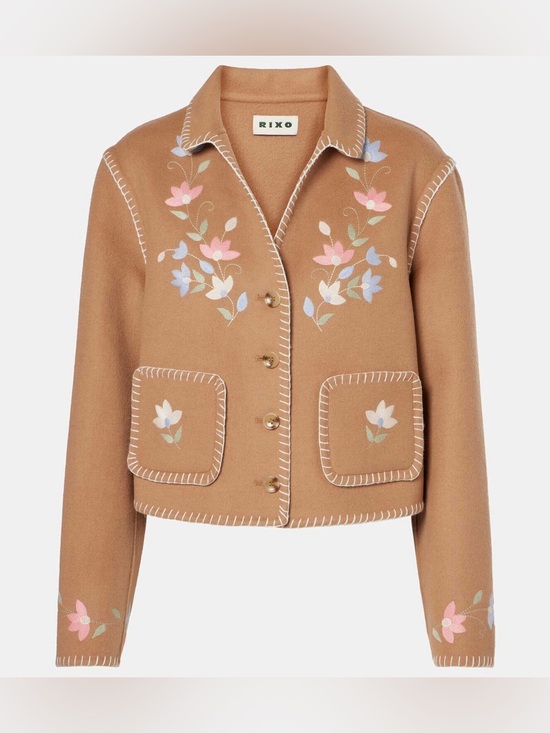 RIXO Sweaters - Rixo Embroidered Wool Blend Sunday Jacket